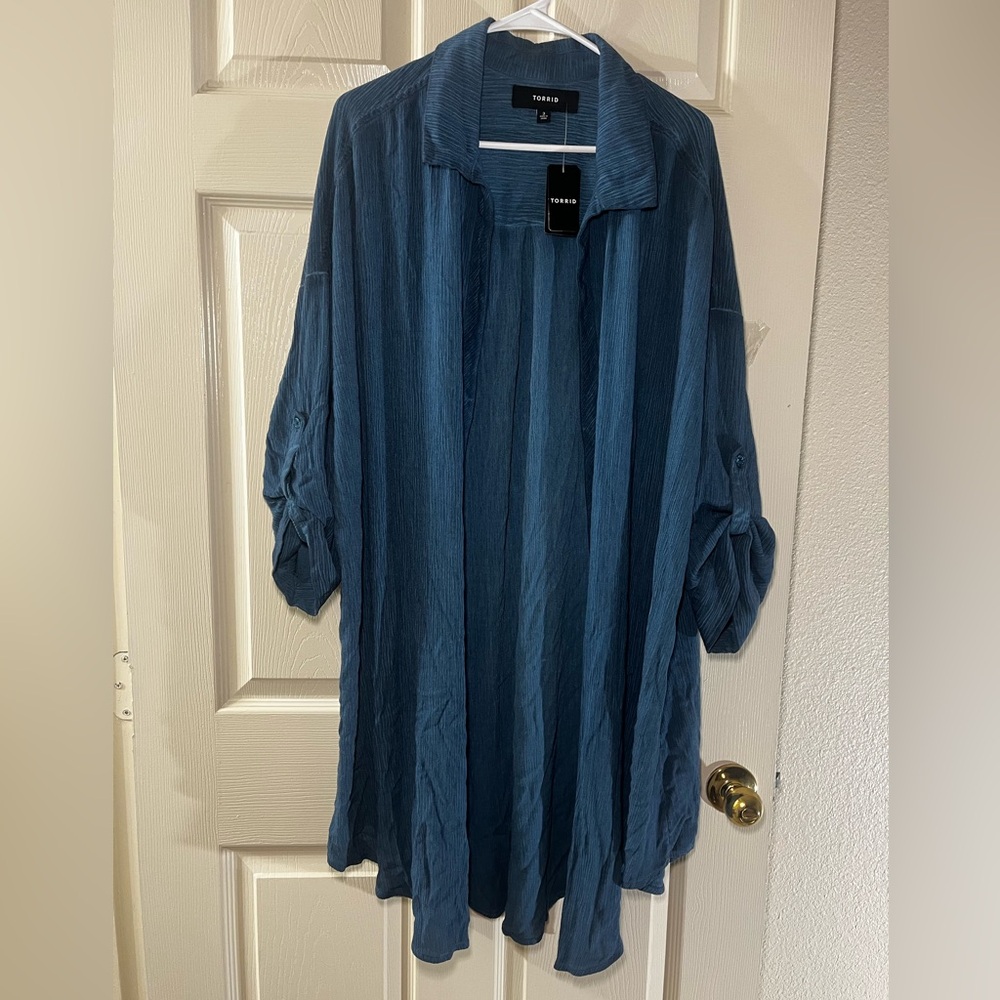 Torrid Teal Open-Front Tunic